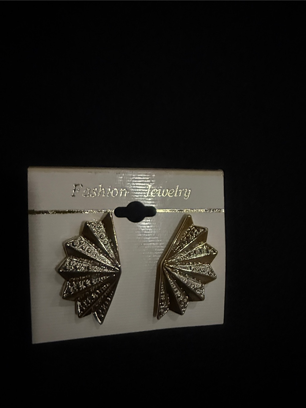 Fashion Jewelry Gold and Silver Fan-Shaped Crystal Stud Earrings